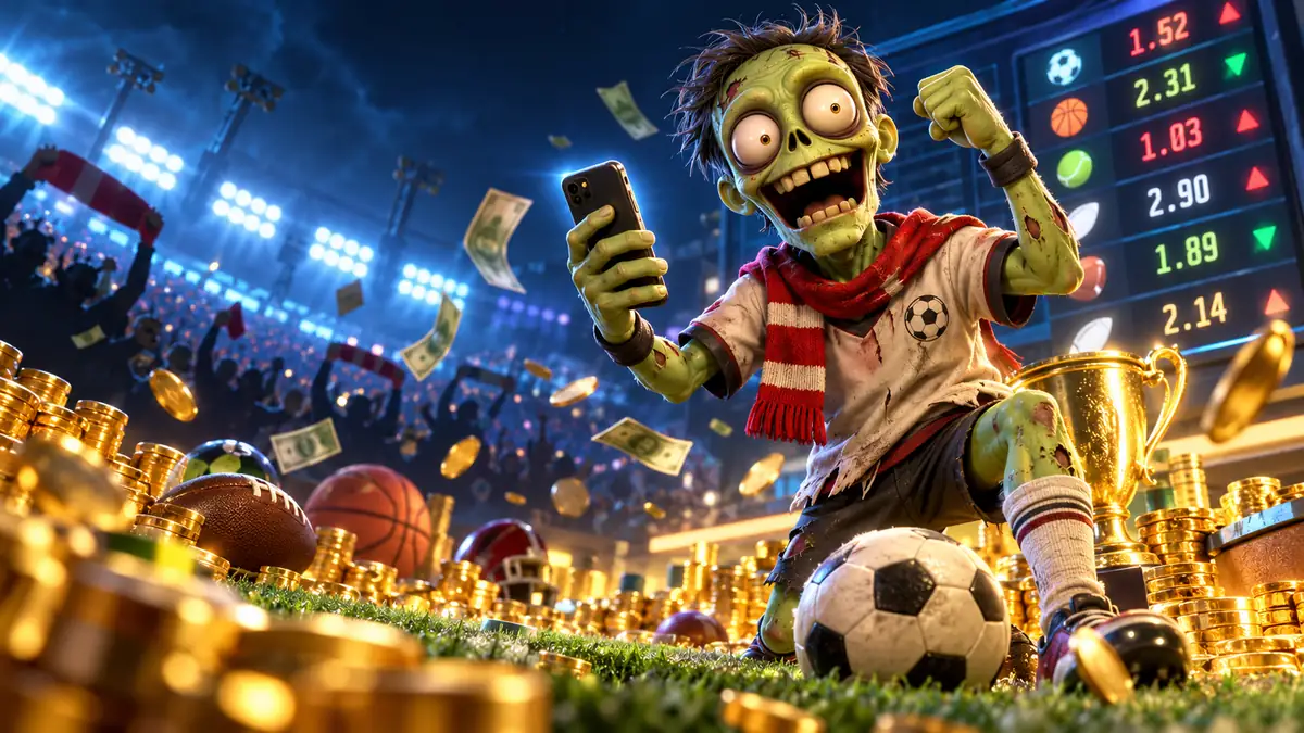 Zombillion zombie fan following live odds on a phone