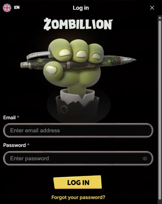 Screenshot from the official Zombillion site